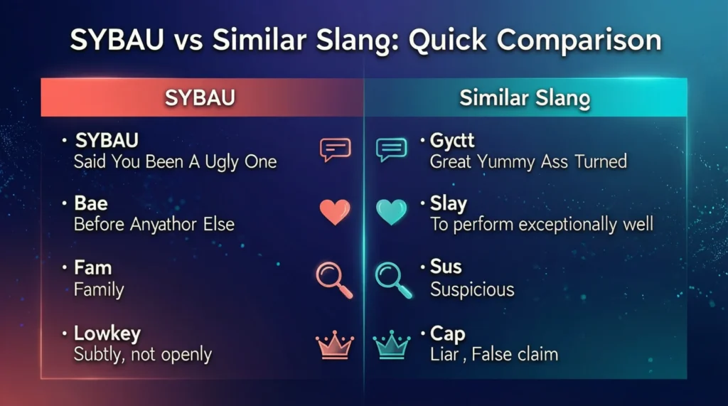 SYBAU vs Similar Slang (Quick Comparison)
